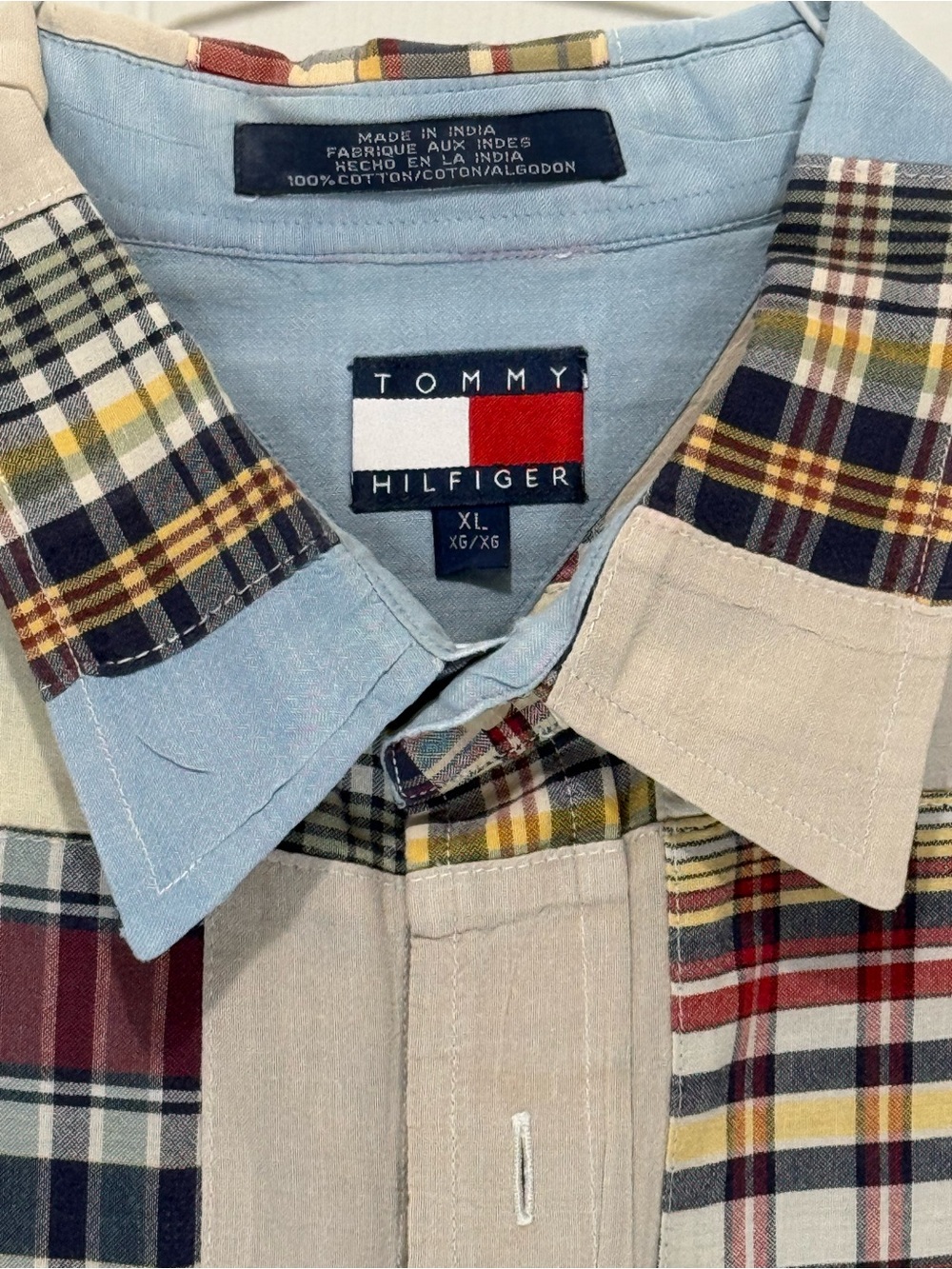 Tommy Hilfiger Blue Collar Multicolor Plaid Button-Down Shirt